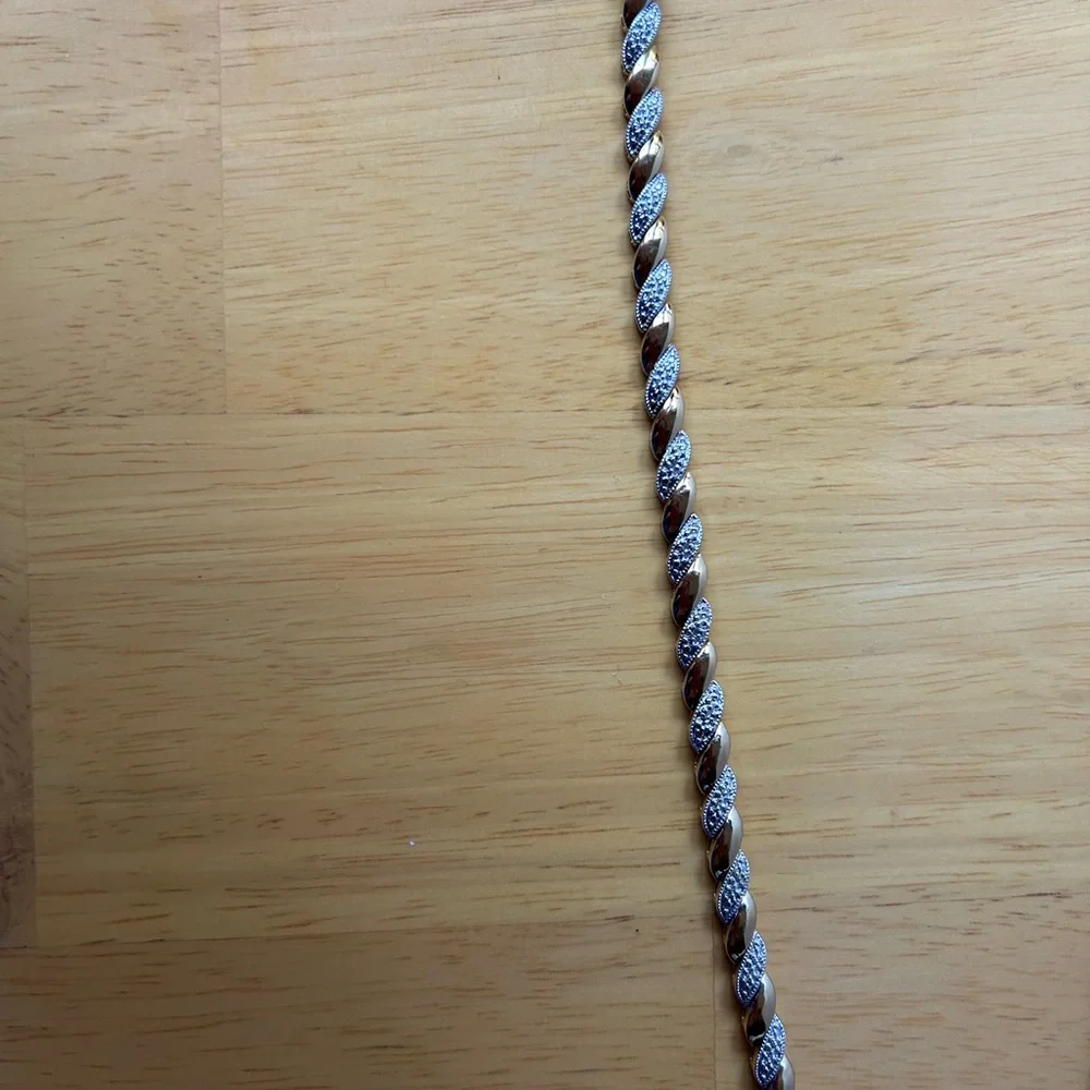 Sterling Silver Gold Tennis Bracelet - Picture 4 of 5